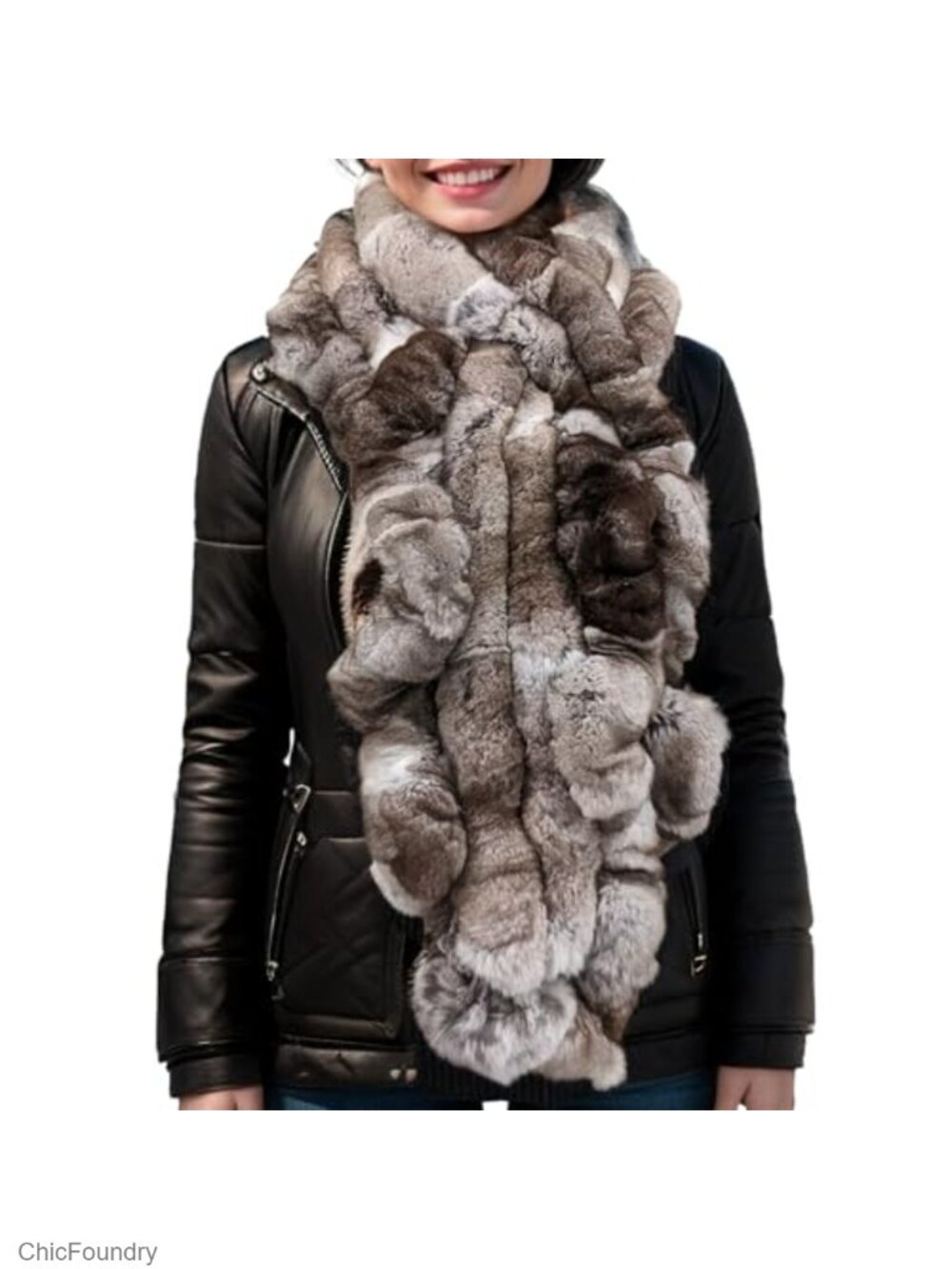 Rex Rabbit Fur Scarf Furry Neck Warmer Classic Outdoor